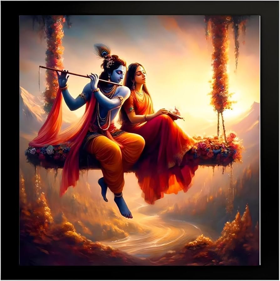 Frame House's Beautiful Radha Krishna Love Photo On Swing (Jhula) 